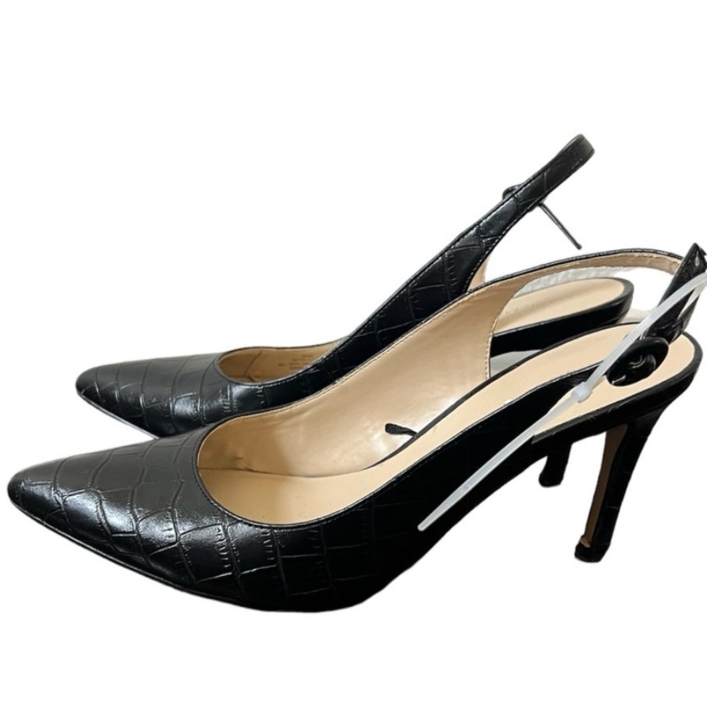 Marc Fisher Dezzle Faux Crocodile Embossed Slingback Heels Sz 8 NWOB Minor Flaw